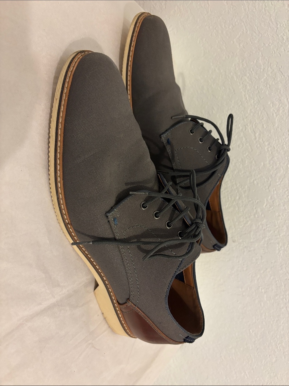 Steve Madden Men's Gray Canvas and Leather Comfortable Dress Shoes 11.5